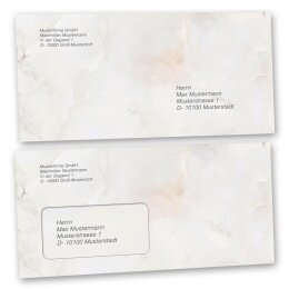 Motif envelopes Marble & Structure, MARBLE NATURAL 10 envelopes (with window) - DIN LONG (220x110 mm) | Self-adhesive | Order online! | Paper-Media