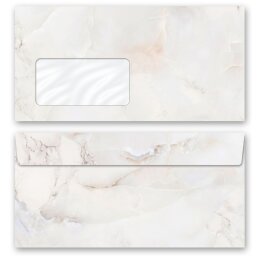 50 patterned envelopes MARBLE NATURAL in standard DIN long format (with windows) Marble & Structure, Marble envelopes, Paper-Media