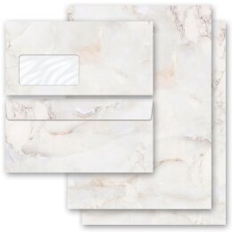 100-pc. Complete Motif Letter Paper-Set MARBLE NATURAL...