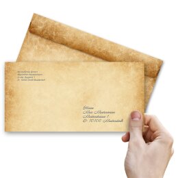 10 patterned envelopes RUSTIC in standard DIN long format (windowless)