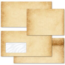 10 patterned envelopes RUSTIC in standard DIN long format (with windows)