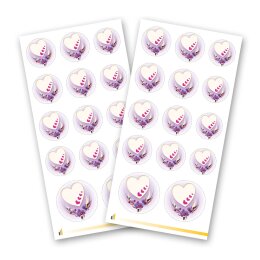 Sticker-Sheet HEART WITH PURPLE ORCHIDS - 2 sheets with...