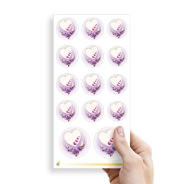 Sticker-Sheet HEART WITH PURPLE ORCHIDS - 2 sheets with 28 stickers