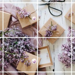 Sticker-Sheet HEART WITH PURPLE ORCHIDS - 10 sheets with 140 stickers