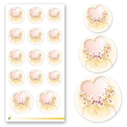 2 sheets with 28 stickers Decoration HEART WITH PINK FLOWERS | Special Occasions | Colorful sticker sheets! Ideal for decorating envelopes, schedulers, gifts, bouquets and also glass! | Paper-Media