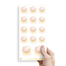 Sticker-Sheet HEART WITH PINK FLOWERS - 10 sheets with 140 stickers