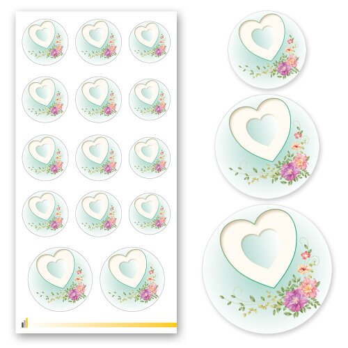 HEART WITH PEONIES Stickerbögen Decoration SIMPLE , DIN LONG (105x210 mm), SBDL-203