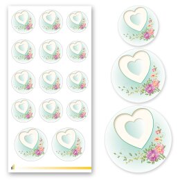 10 sheets with 140 stickers Decoration HEART WITH PEONIES | Special Occasions | Colorful sticker sheets! Ideal for decorating envelopes, schedulers, gifts, bouquets and also glass! | Paper-Media