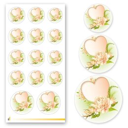 2 sheets with 28 stickers Flowers motif HEART WITH WATER ROSES | Special Occasions | Colorful sticker sheets! Ideal for decorating envelopes, schedulers, gifts, bouquets and also glass! | Paper-Media