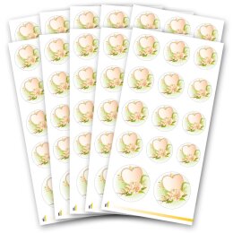 Hojas de pegatinas CORAZON CON ROSAS DE AGUA - 10 hojas con 140 pegatinas Pegatinas, Motivo de flores, Paper-Media