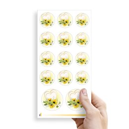 Sticker-Sheet HEART WITH SUNFLOWERS - 2 sheets with 28 stickers