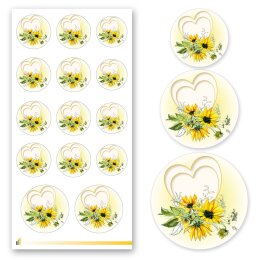 5 feuilles avec 70 autocollantsMotif de fleurs COEUR AVEC DES TOURNESOLS | Occasions Spéciales | Feuilles dautocollants colorées! Idéal pour décorer enveloppes, planificateurs, cadeaux, bouquets et aussi verre! | Paper-Media