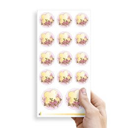 Sticker-Sheet HEART WITH YELLOW ROSES - 2 sheets with 28 stickers