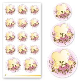 5 Stickerbögen mit 70 Sticker HERZ MIT GELBEN ROSEN | Besondere Anlässe | Bunte Sticker-Bögen! Ideal zum Bekleben von Briefumschlägen, Terminplanern, Geschenken, Blumensträußen und Glas! | Paper-Media