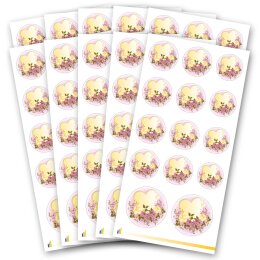 Sticker-Sheet HEART WITH YELLOW ROSES - 10 sheets with...