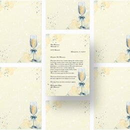 50 fogli di carta da lettera decorati CHAMPAGNE RECEPTION DIN A4