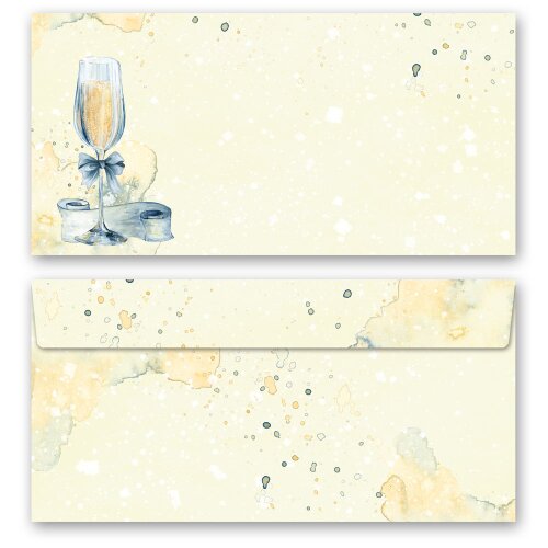 10 patterned envelopes CHAMPAGNE RECEPTION in standard DIN long format (windowless) Special Occasions, Invitation, Paper-Media