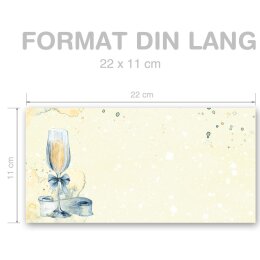 100 buste da lettera decorate CHAMPAGNE RECEPTION - DIN LANG (senza finestra)