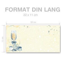 100 patterned envelopes CHAMPAGNE RECEPTION in standard DIN long format (windowless)