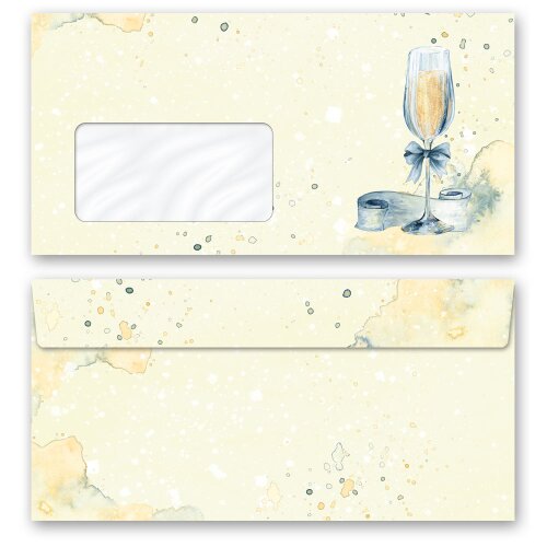 10 patterned envelopes CHAMPAGNE RECEPTION in standard DIN long format (with windows) Special Occasions, Invitation, Paper-Media