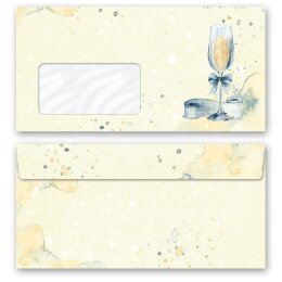 10 enveloppes à motifs au format DIN LONG - RÉCEPTION CHAMPAGNE (avec fenêtre) Occasions Spéciales, Invitation, Paper-Media