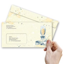 RÉCEPTION CHAMPAGNE Briefumschläge Invitation CLASSIC 10 enveloppes (avec fenêtre), DIN LANG (220x110 mm), DLMF-4045-10