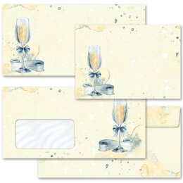 10 patterned envelopes CHAMPAGNE RECEPTION in standard DIN long format (with windows)