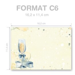 25 enveloppes à motifs au format C6 - RÉCEPTION CHAMPAGNE (sans fenêtre)