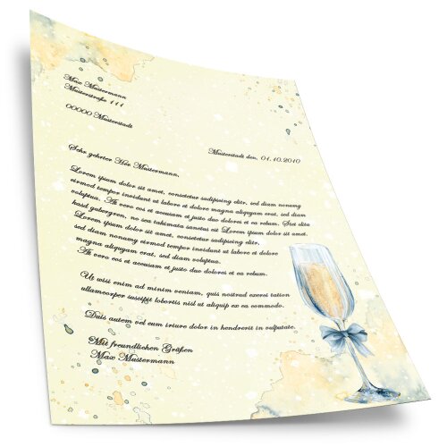 Papier à lettres et enveloppes Sets RÉCEPTION CHAMPAGNE Invitation