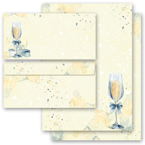 20-pc. Complete Motif Letter Paper-Set CHAMPAGNE RECEPTION Special Occasions, Invitation, Paper-Media