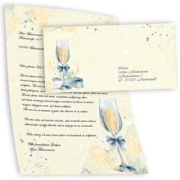 20-pc. Complete Motif Letter Paper-Set CHAMPAGNE RECEPTION