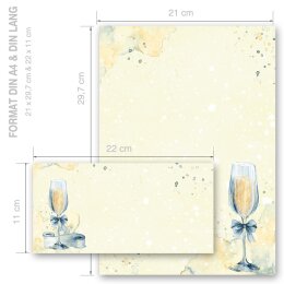200-pc. Complete Motif Letter Paper-Set CHAMPAGNE RECEPTION