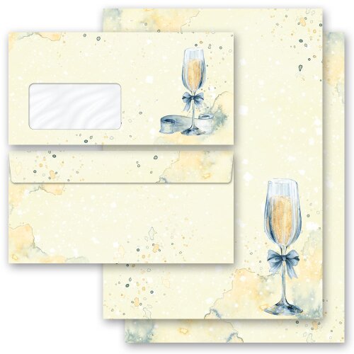 Motiv-Briefpapier Set SEKTEMPFANG - 40-tlg. DL (mit Fenster) Besondere Anlässe, Einladung, Paper-Media