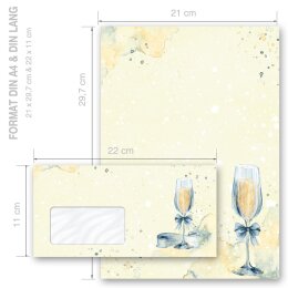 200-pc. Complete Motif Letter Paper-Set CHAMPAGNE RECEPTION