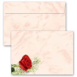 10 patterned envelopes RED ROSE in C6 format (windowless) Flowers & Petals, Rose motif, Paper-Media