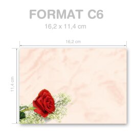 RED ROSE Briefumschläge Rose motif CLASSIC 10 envelopes, DIN C6 (162x114 mm), C6-8133-10