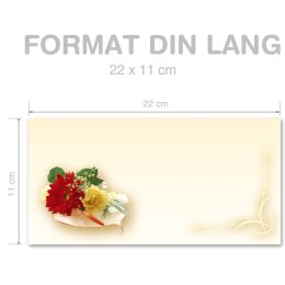 BOUQUET DE FLEURS Briefumschläge Motif de fleurs CLASSIC 25 enveloppes (sans fenêtre), DIN LANG (220x110 mm), DLOF-4001-25