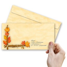 25 patterned envelopes GOLDEN AUTUMN in standard DIN long format (windowless)
