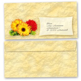 25 patterned envelopes GERBERA in standard DIN long format (windowless)
