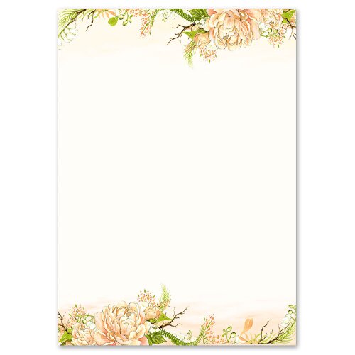 Motif Letter Paper! PEONIES 20 sheets DIN A4 Flowers & Petals, Rose motif, Paper-Media