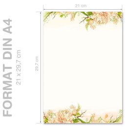 PFINGSTROSEN Briefpapier Rosenmotiv CLASSIC 100 Blatt Briefpapier, DIN A4 (210x297 mm), A4C-8361-100