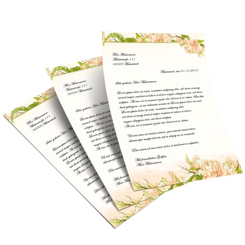 Briefpapier PFINGSTROSEN - DIN A5 Format 50 Blatt