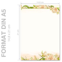 PFINGSTROSEN Briefpapier Rosenmotiv CLASSIC 250 Blatt Briefpapier, DIN A5 (148x210 mm), A5C-158-250