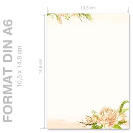 PFINGSTROSEN Briefpapier Rosenmotiv CLASSIC 100 Blatt Briefpapier, DIN A6 (105x148 mm) Hoch, A6C-689-100