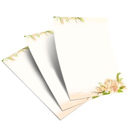 100 fogli di carta da lettera decorati PEONIE DIN A6