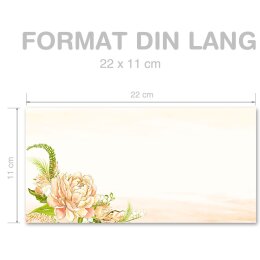 PEONÍAS Briefumschläge Motivo rosa CLASSIC 10 sobres (sin ventana), DIN LANG (220x110 mm), DLOF-8361-10