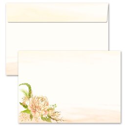 25 patterned envelopes PEONIES in C6 format (windowless) Flowers & Petals, Rose motif, Paper-Media