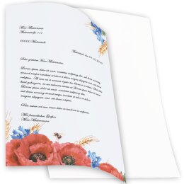 50 fogli di carta da lettera decorati FIORI DI CAMPO DIN A4