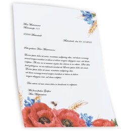50 fogli di carta da lettera decorati FIORI DI CAMPO DIN A5