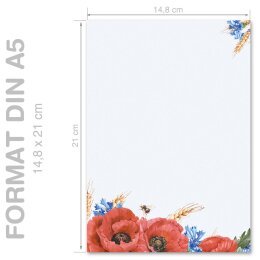 Papel de carta Flores & Pétalos FLORES DE CAMPO - 50 Hojas formato DIN A5 - Paper-Media